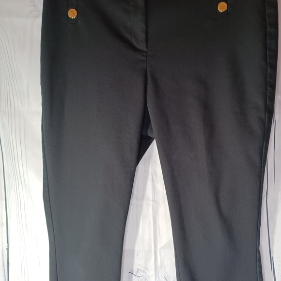 Loft High Waist Curvy Skinny Black Pants with Gold Button Accents - Picture 5 of 10